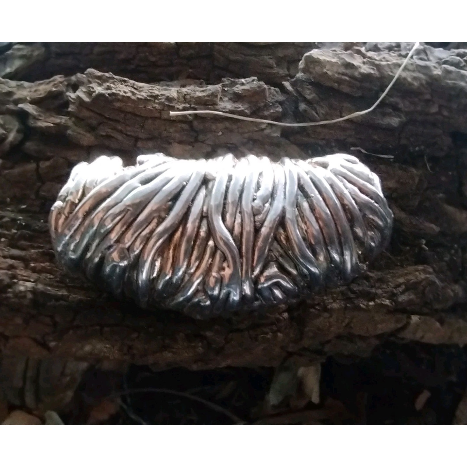 Bat-Ami 925 Sterling Silver Electroform Solid Chunky Modernist Slide Pendant
